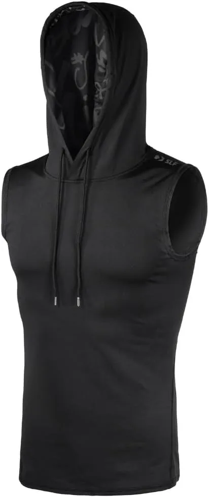 SLEEFS Sleeveless Compression Hoodie - Workout Top Tank for Men - Breathable Muscle Shirt - Quick Dry