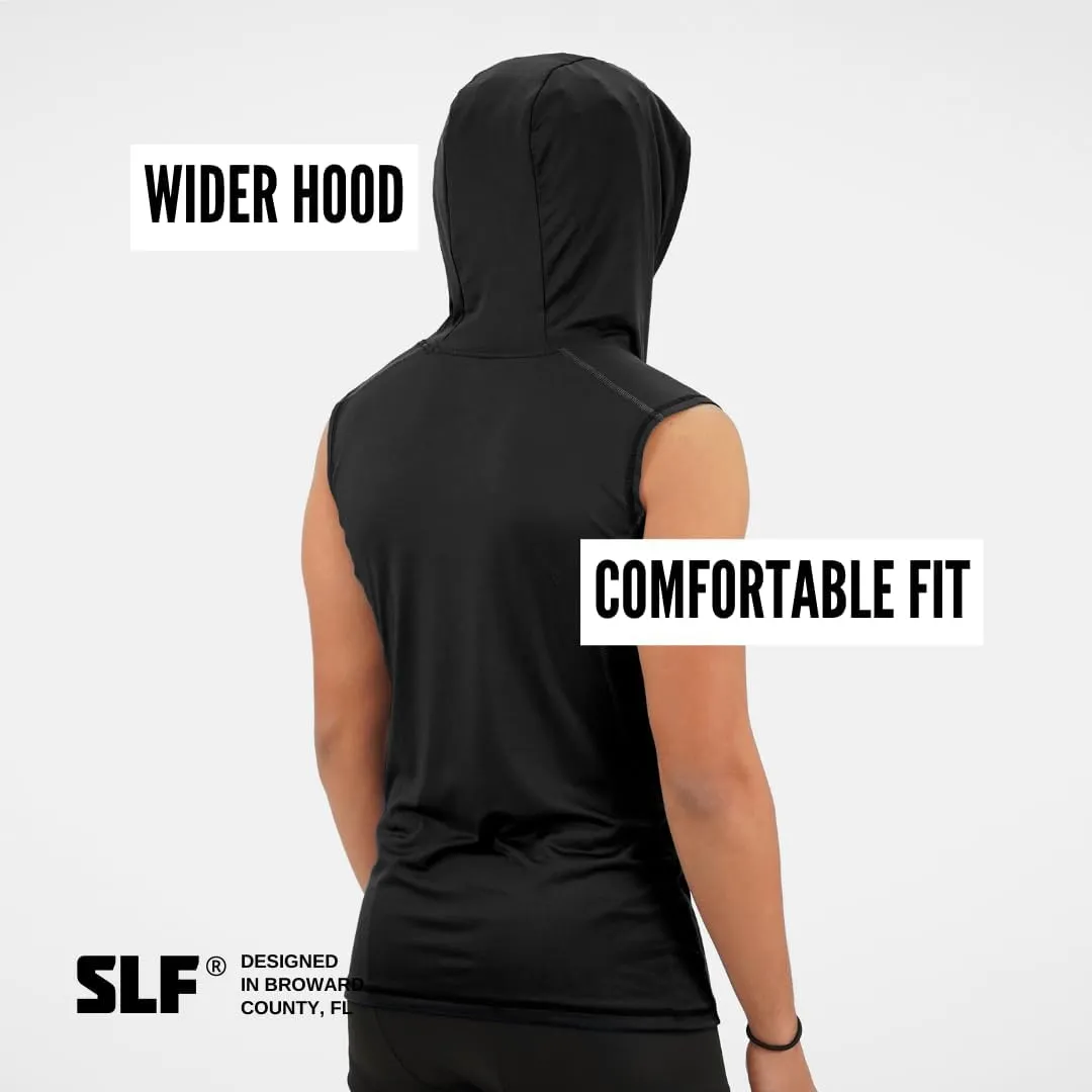 SLEEFS Sleeveless Compression Hoodie - Workout Top Tank for Men - Breathable Muscle Shirt - Quick Dry