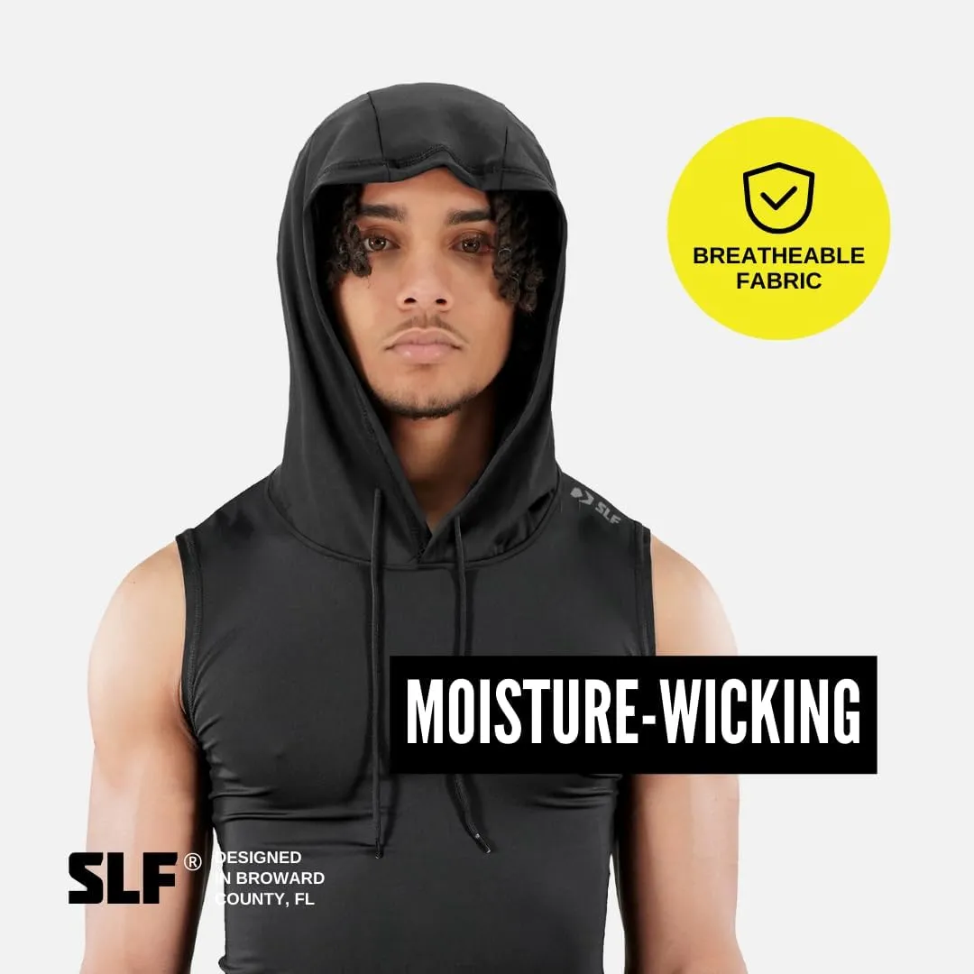 SLEEFS Sleeveless Compression Hoodie - Workout Top Tank for Men - Breathable Muscle Shirt - Quick Dry