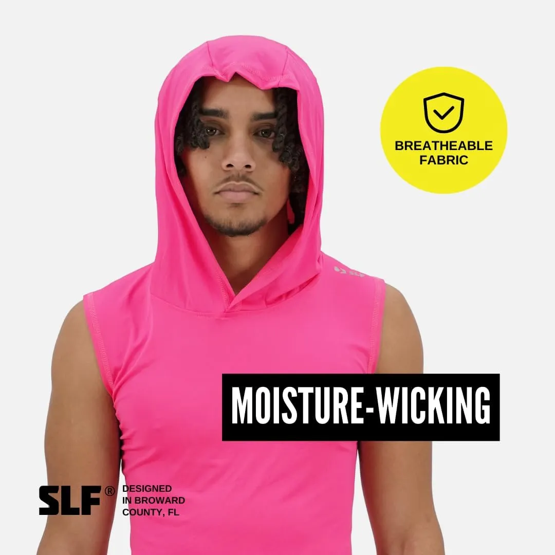 SLEEFS Sleeveless Compression Hoodie - Workout Top Tank for Men - Breathable Muscle Shirt - Quick Dry