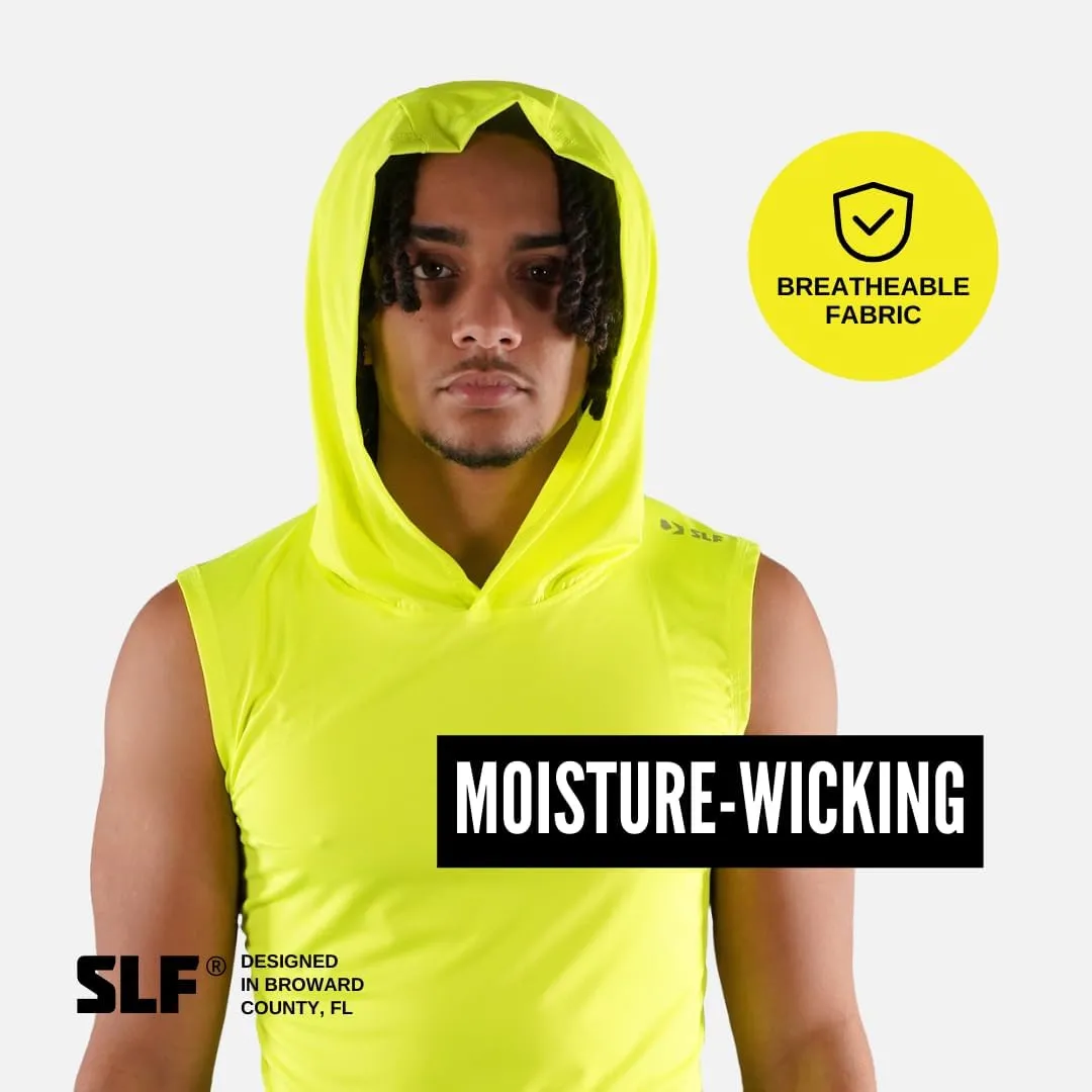 SLEEFS Sleeveless Compression Hoodie - Workout Top Tank for Men - Breathable Muscle Shirt - Quick Dry