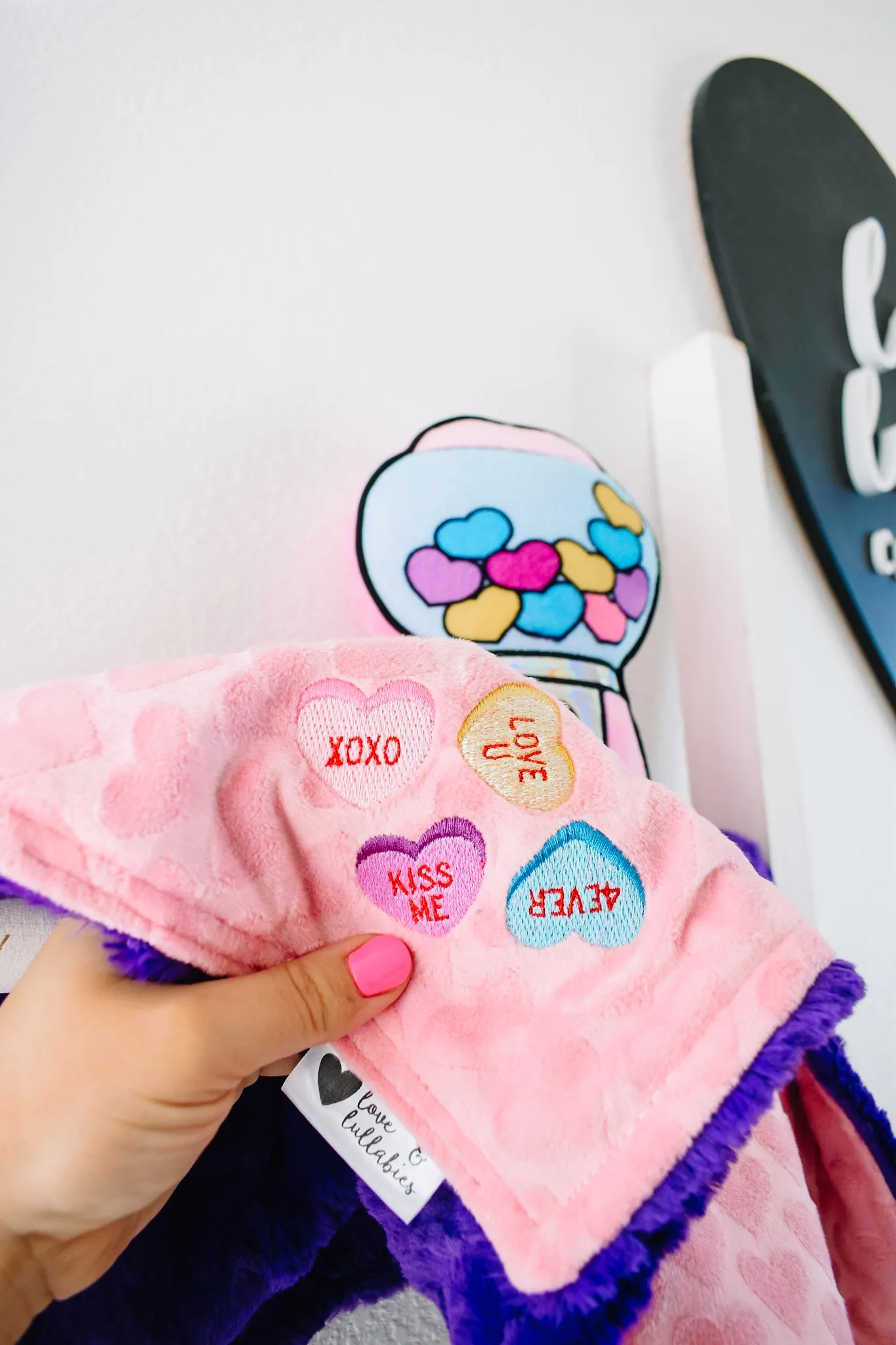 Small Embossed Hearts Embroidered Luxe Conversation Hearts Lovey