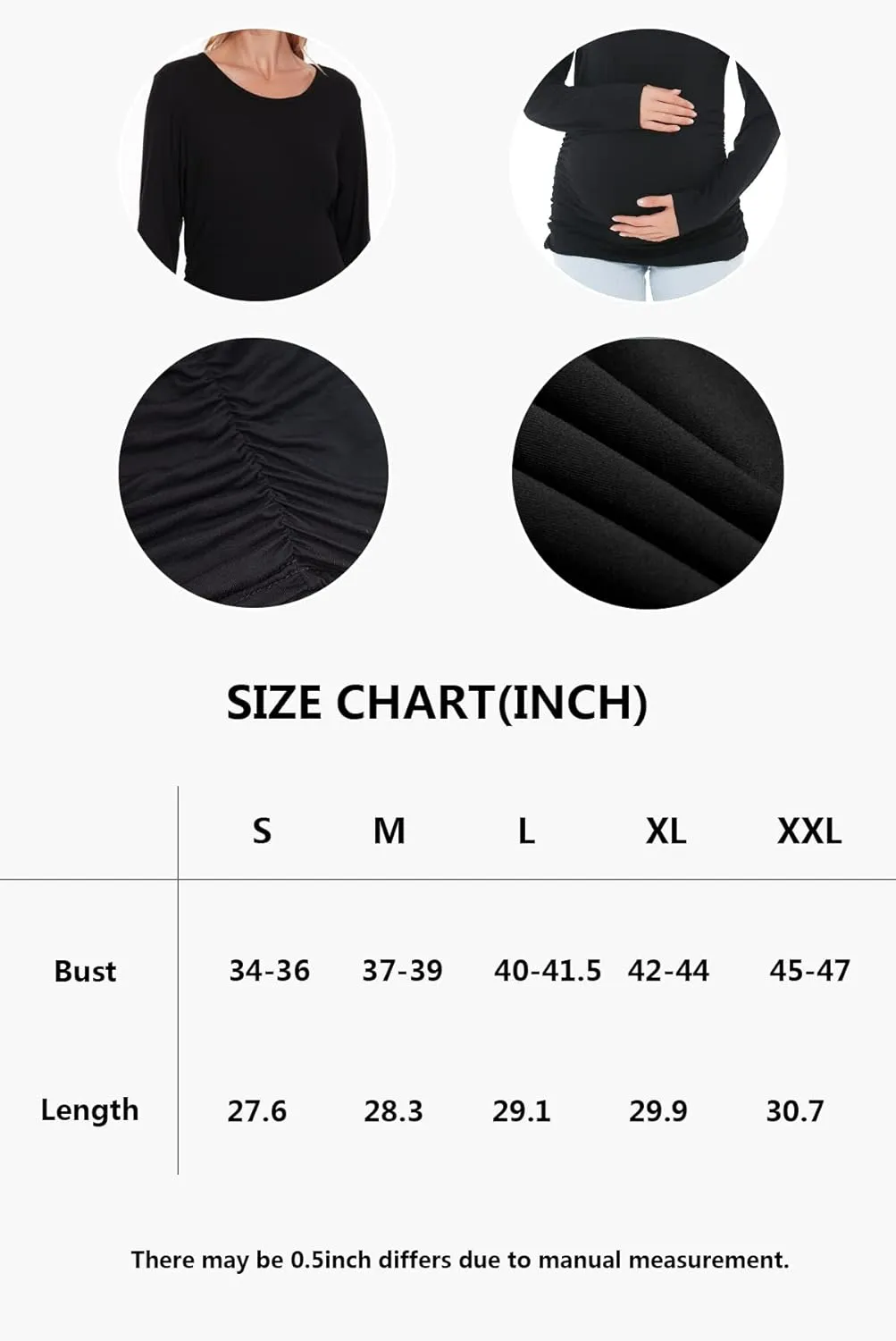 Smallshow Women's Maternity Shirts Long Sleeve Pregnancy Clothes Tops 3-Pack