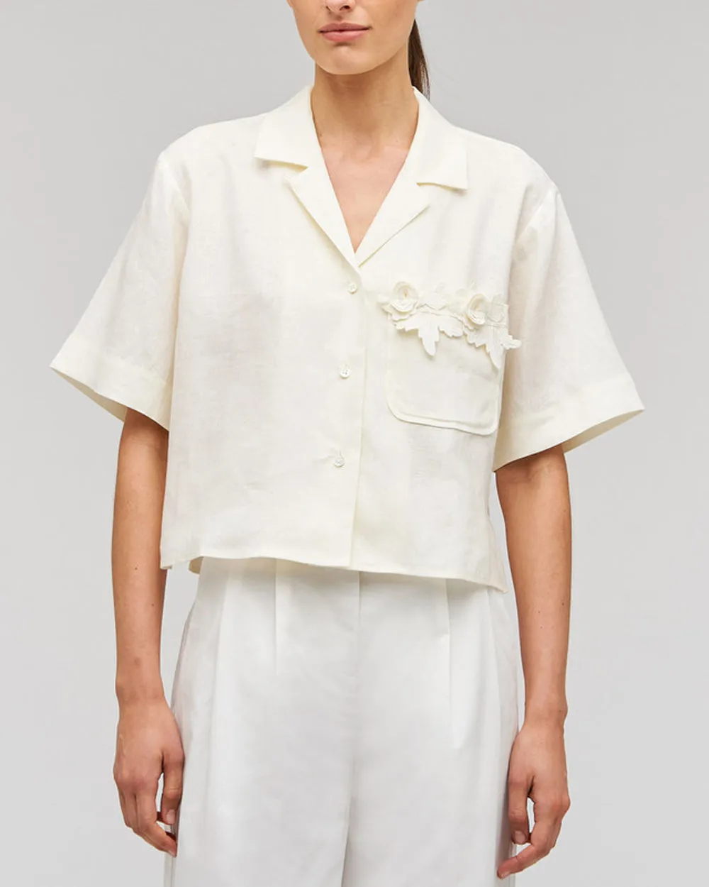 Soft Cream Rosebud Camp Shirt