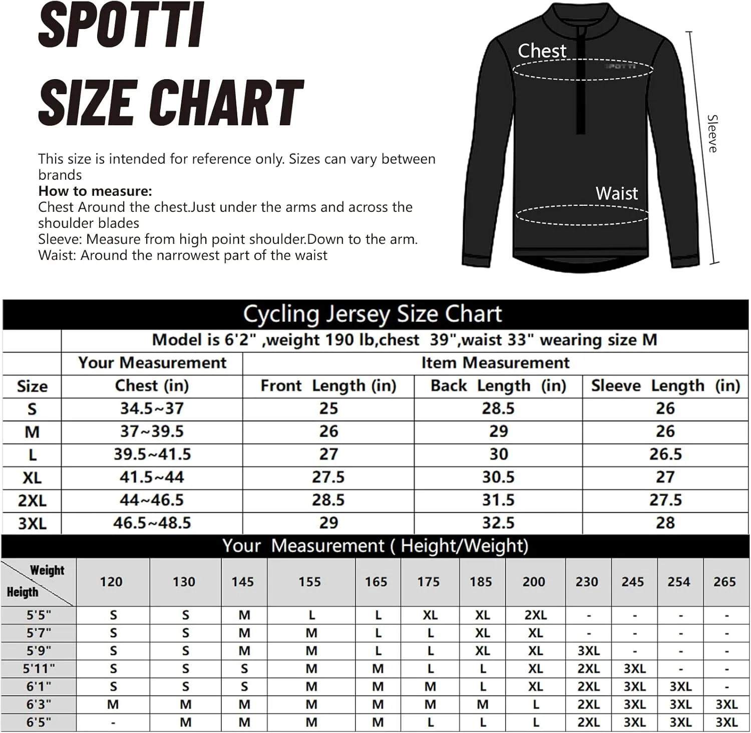 Spotti Men's Cycling Bike Jersey Long Sleeve with 3 Rear Pockets - Moisture Wicking, Breathable, Quick Dry Biking Shirt