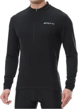 Spotti Men's Cycling Bike Jersey Long Sleeve with 3 Rear Pockets - Moisture Wicking, Breathable, Quick Dry Biking Shirt
