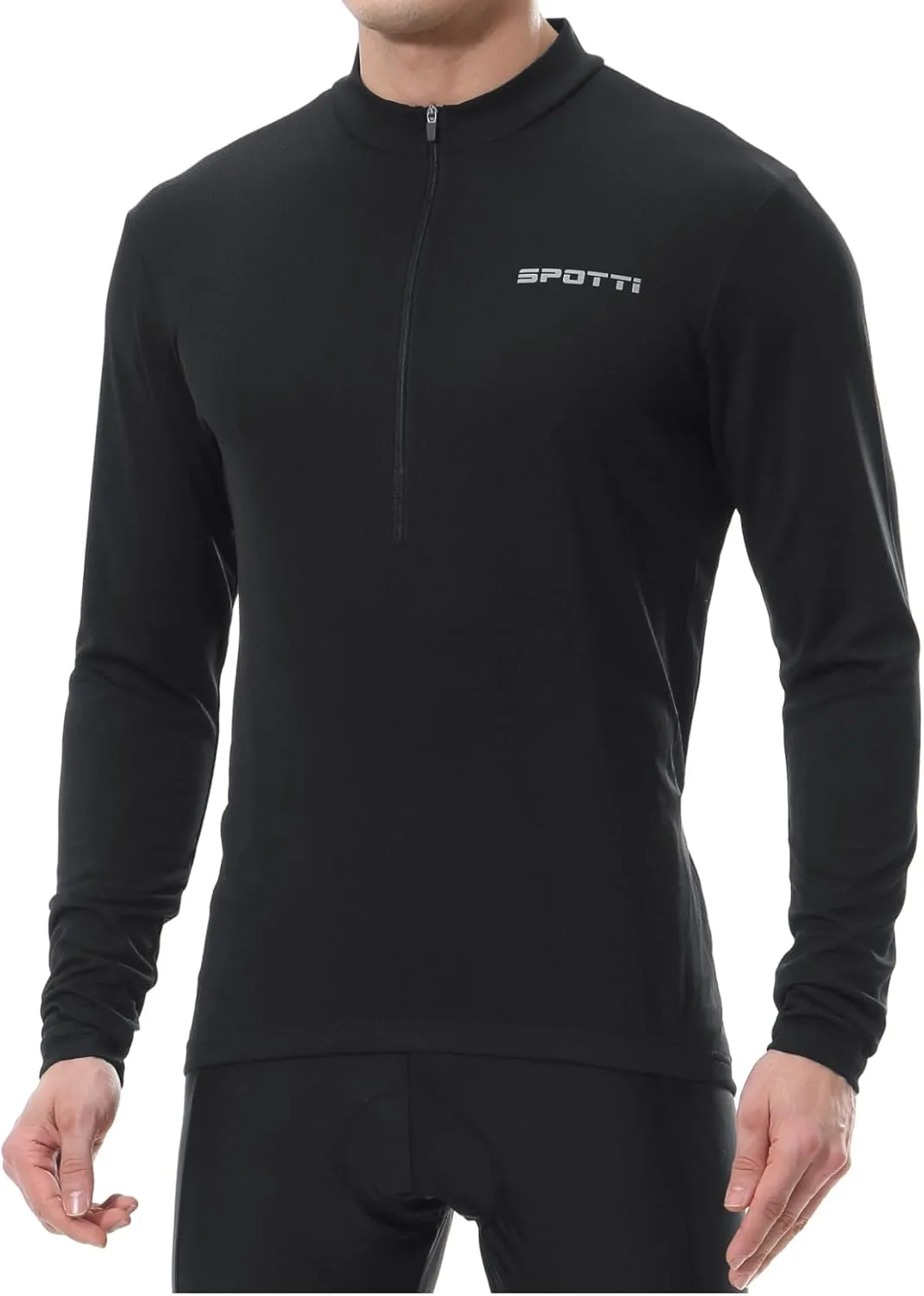 Spotti Men's Cycling Bike Jersey Long Sleeve with 3 Rear Pockets - Moisture Wicking, Breathable, Quick Dry Biking Shirt