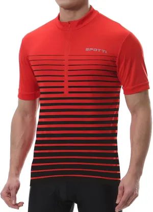 Spotti Men's Cycling Bike Jersey Short Sleeve with 3 Rear Pockets- Moisture Wicking, Breathable, Quick Dry Biking Shirt