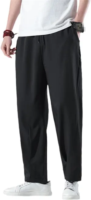 Spring Summer Men Casual Solid Color Pants Thin Jogging Trousers Harem Pants