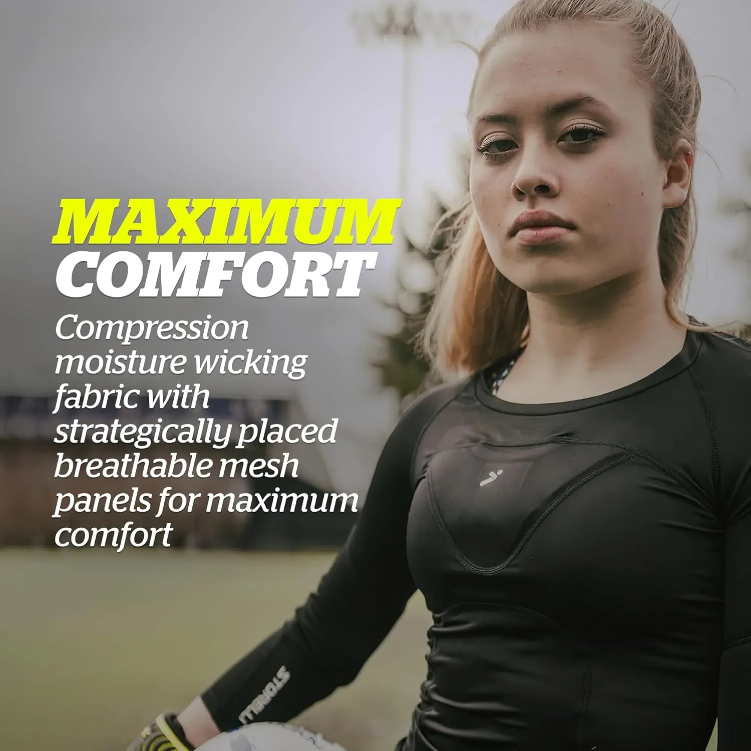 Storelli Womens Bodyshield Goalkeeper  Undershirt, High-Impact Protection for Female Soccer & Field Players, Breathable
