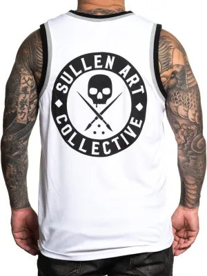 Sullen Men's BOH Tattoo Lifestyle Graphic Art Sleeveless Breathable Arm Ribbed Jersey Tank Top White