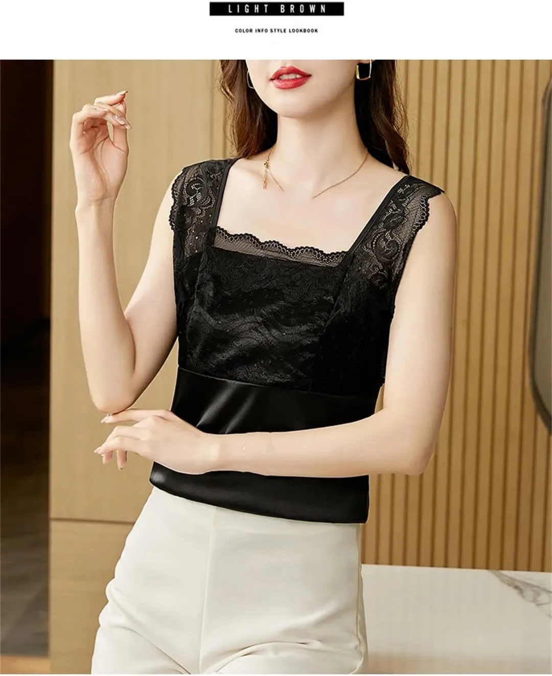 Summer Tank Tops Satin Blouse Women Lace Sexy Shirts Basic Undershirt Tops