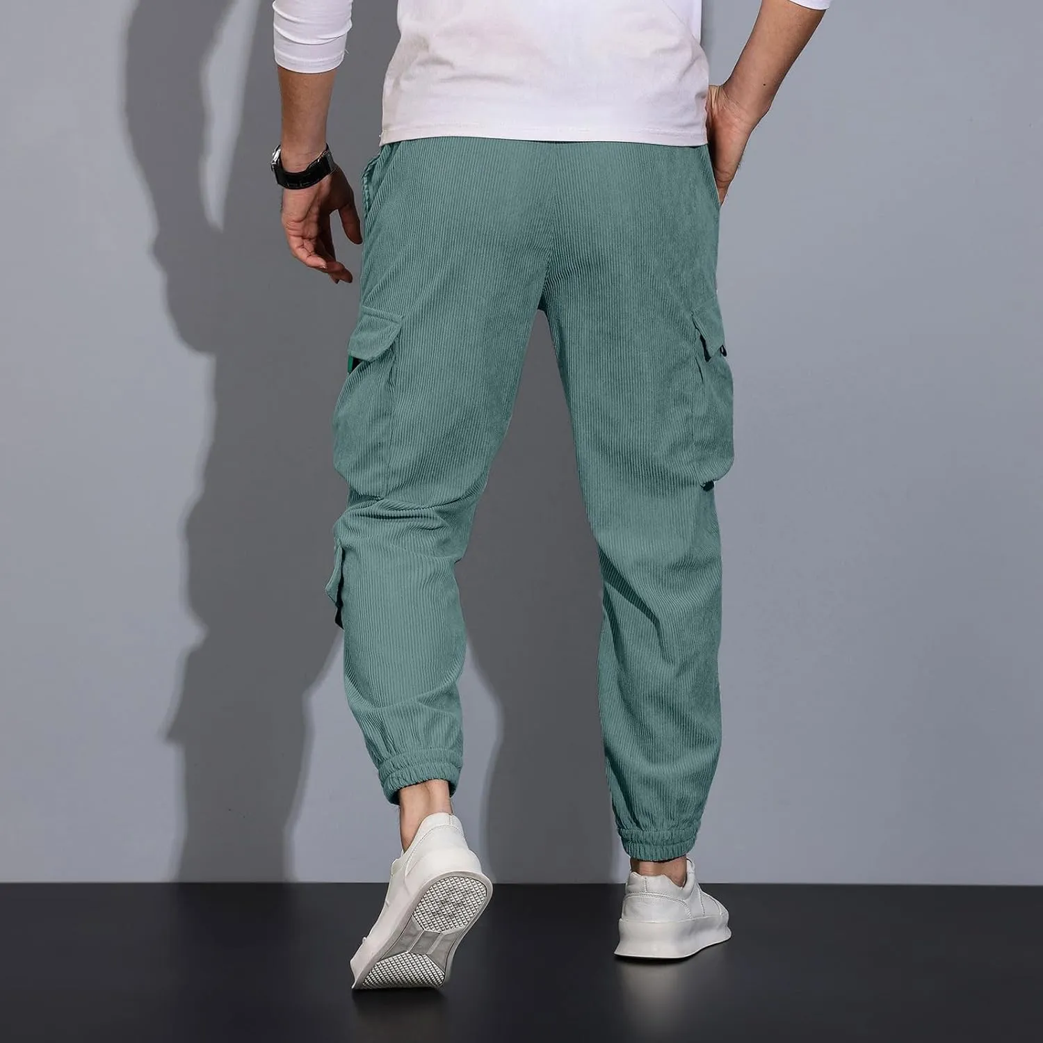 Sweatpants for Men Track Tapered Combat Coloured Slacks Male Split Breathable Baggys Elasticated Waist Joggers
