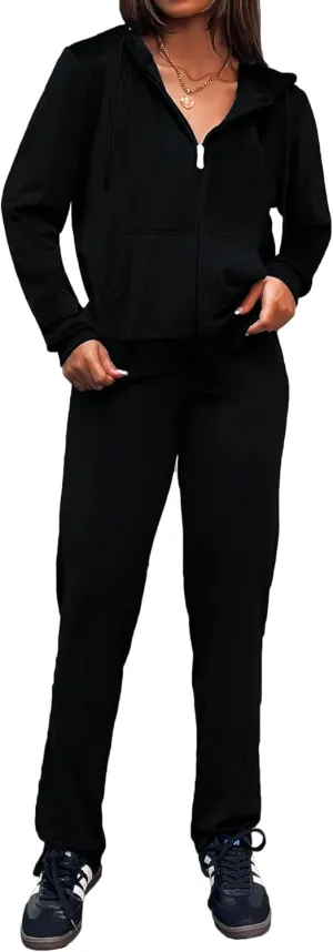 TanBridge Women's Velour Sweatsuits Light Jogging 2 Piece Outfits for Women Zip Lounge Track Suits