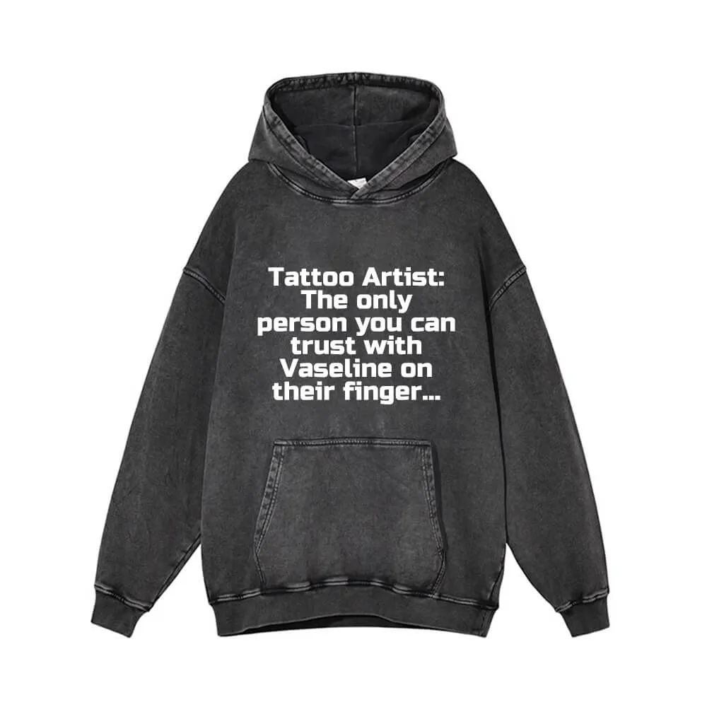 Tattoo Artist Print Vintage Washed Hoodie
