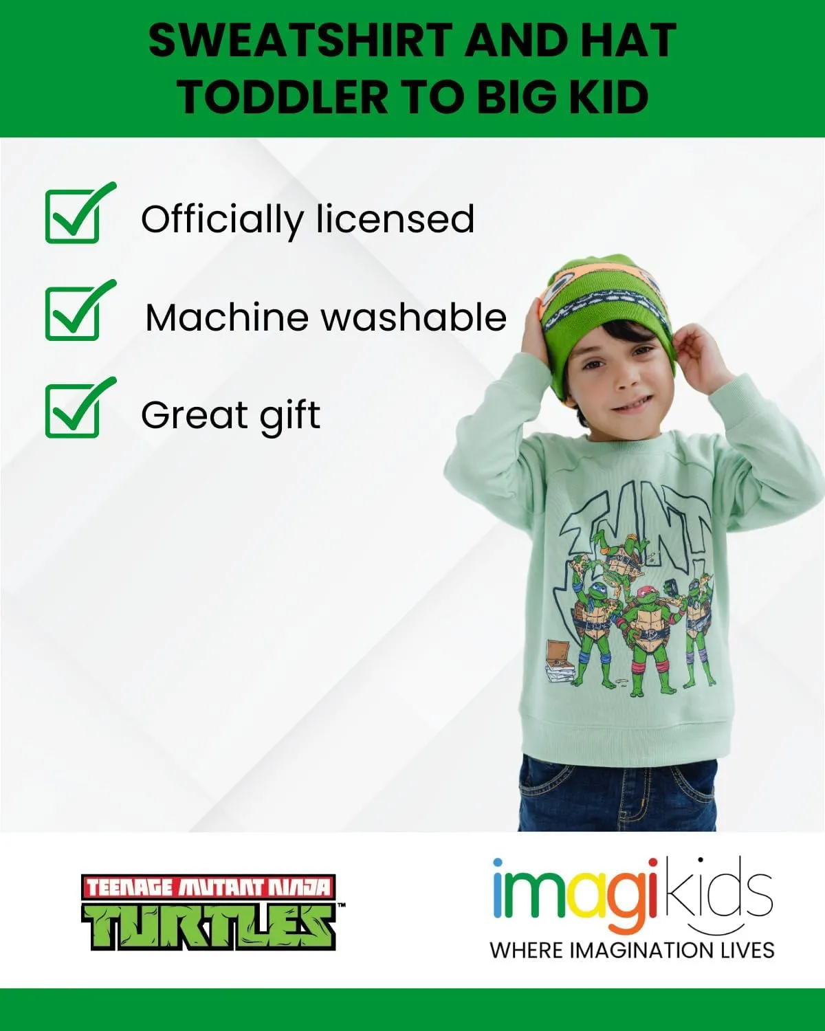 Teenage Mutant Ninja Turtles Fleece Sweatshirt and Hat Toddler to Big Kid Sizes (2T - 14-16)