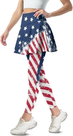 Tennis Skirted Leggings for Women High Waist Skirted Pants with Pockets Pickleball Golf Pants with Skirt