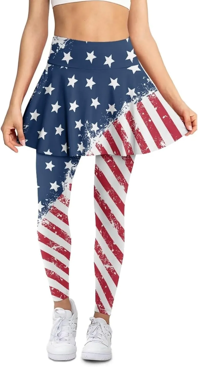 Tennis Skirted Leggings for Women High Waist Skirted Pants with Pockets Pickleball Golf Pants with Skirt