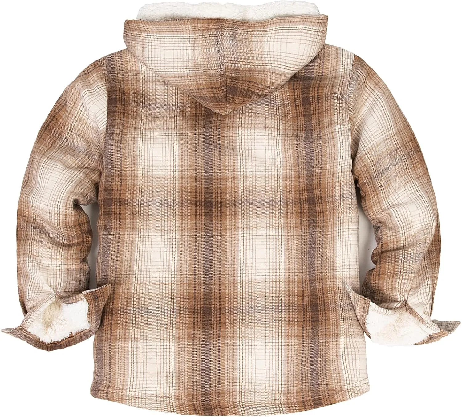 ThCreasa Boys Plaid Flannel Jackets Sherpa Lined Zip Up Long Sleeve Warm Flannel Shirt with Hood