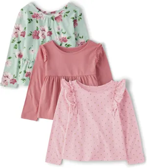The Children's Place baby-girls And Toddler Girl Long Sleeve Shirts 3-pack