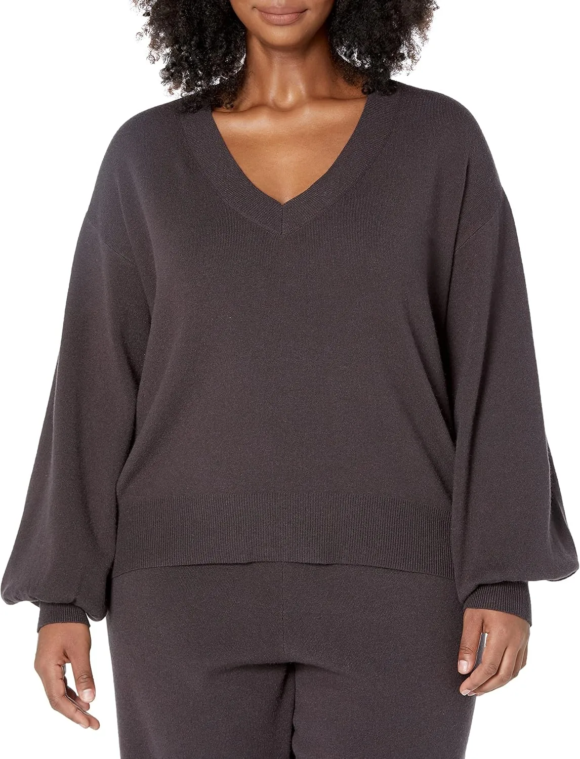 The Drop Women's Mia Bell-Sleeve Deep V-Neck Supersoft Sweater