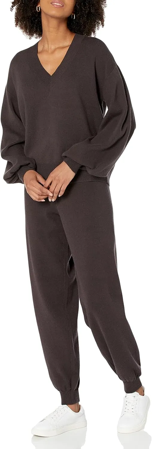 The Drop Women's Mia Bell-Sleeve Deep V-Neck Supersoft Sweater