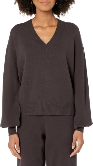 The Drop Women's Mia Bell-Sleeve Deep V-Neck Supersoft Sweater