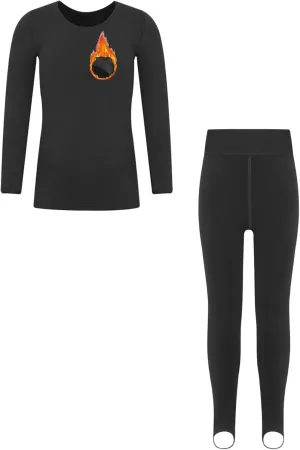 TiaoBug Kids Girls 2 Piece Thermal Warm Underwear Fleece Lined Base Layer Undershirt and Long Johns Bottom Set