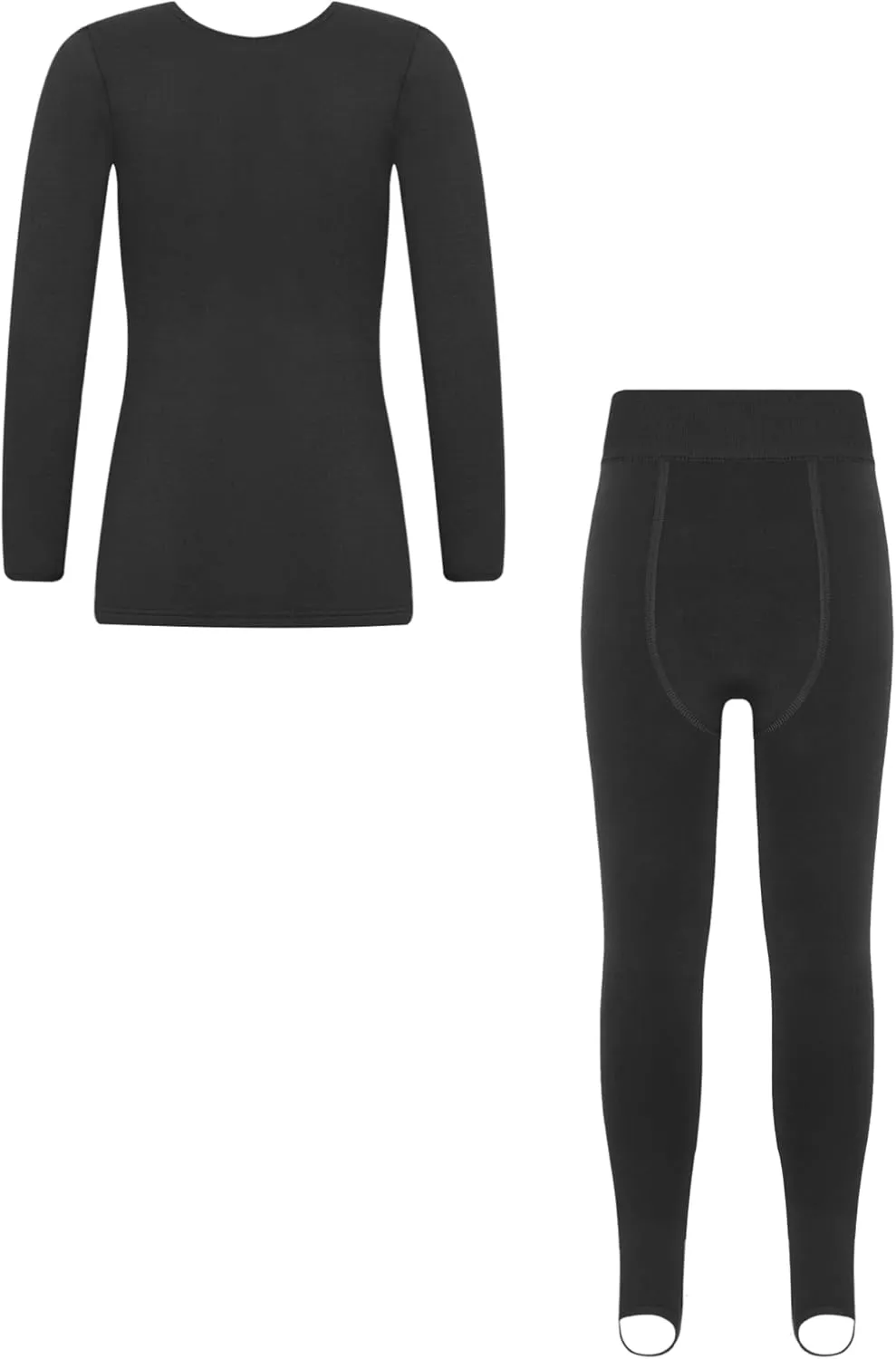 TiaoBug Kids Girls 2 Piece Thermal Warm Underwear Fleece Lined Base Layer Undershirt and Long Johns Bottom Set