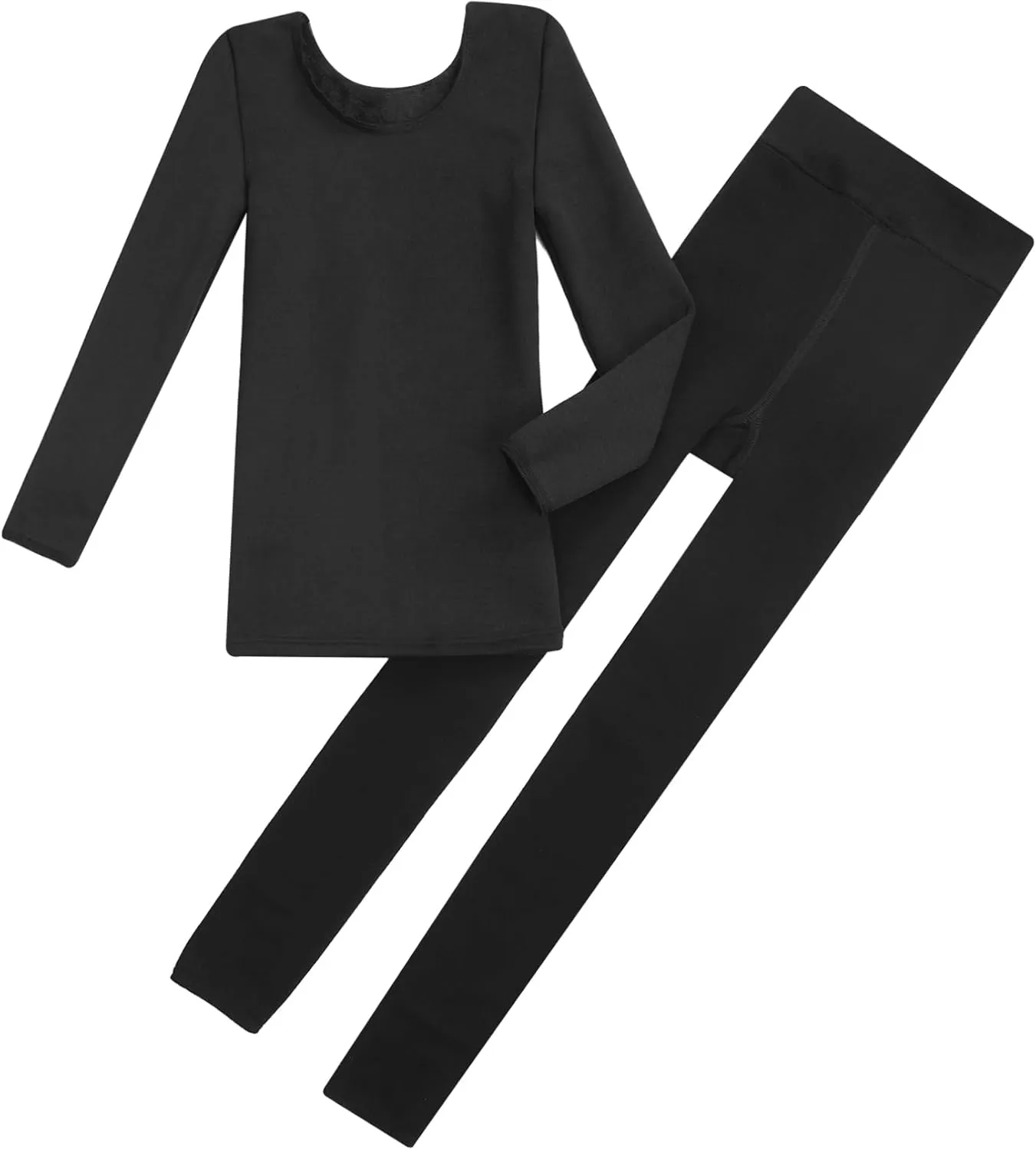 TiaoBug Kids Girls 2 Piece Thermal Warm Underwear Fleece Lined Base Layer Undershirt and Long Johns Bottom Set