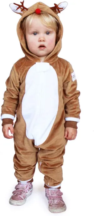 Tipsy Elves Rudolph The Red-Nosed Reindeer Jumpsuit Costume - Cute Brown Rudolf Holiday Animal Onesie for The Family