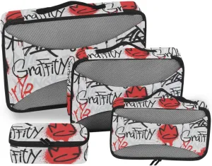 Travel Bags Organizer for Luggage 4 Set Luggage Cubes Travel Bag Organizer for Luggage Packing Cubs Graffiti