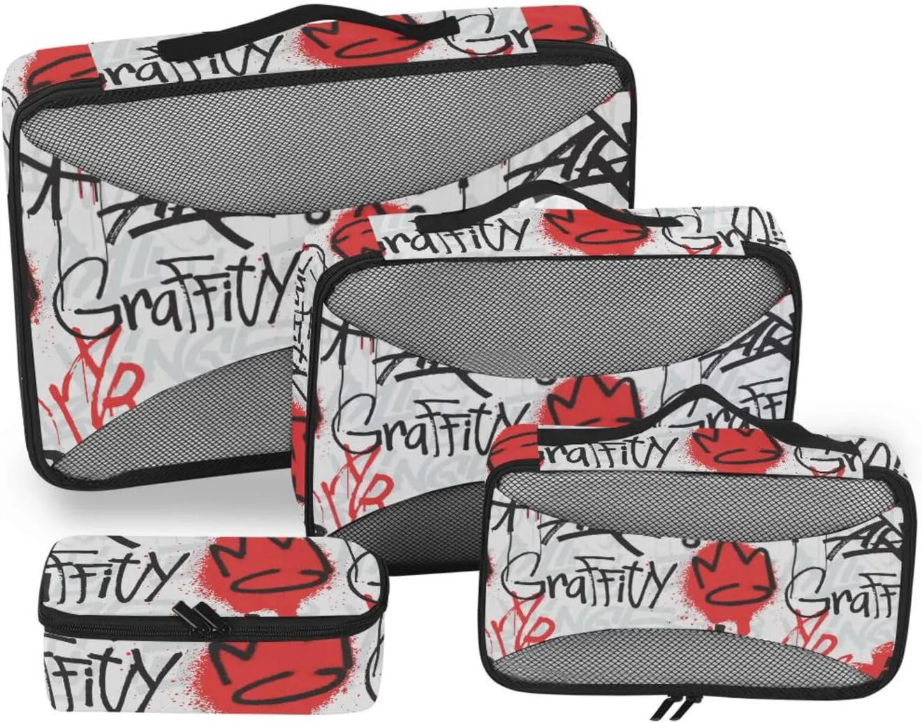 Travel Bags Organizer for Luggage 4 Set Luggage Cubes Travel Bag Organizer for Luggage Packing Cubs Graffiti