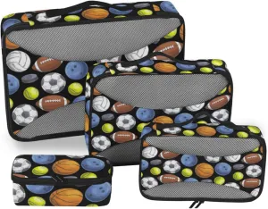 Travel Bags Organizer for Luggage Set of 4 Luggage Bags Organizers Packing Organizers for Luggage Packing Cube Sport Balls Pattern
