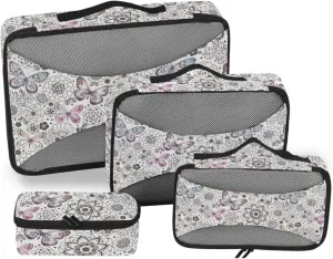 Travel Cubes 4 Set Luggage Cubes for Packing Travel Cube Oacking Cubes Butterfly Floral