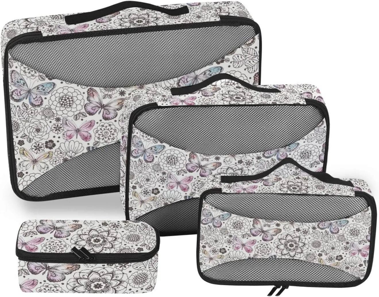 Travel Cubes 4 Set Luggage Cubes for Packing Travel Cube Oacking Cubes Butterfly Floral