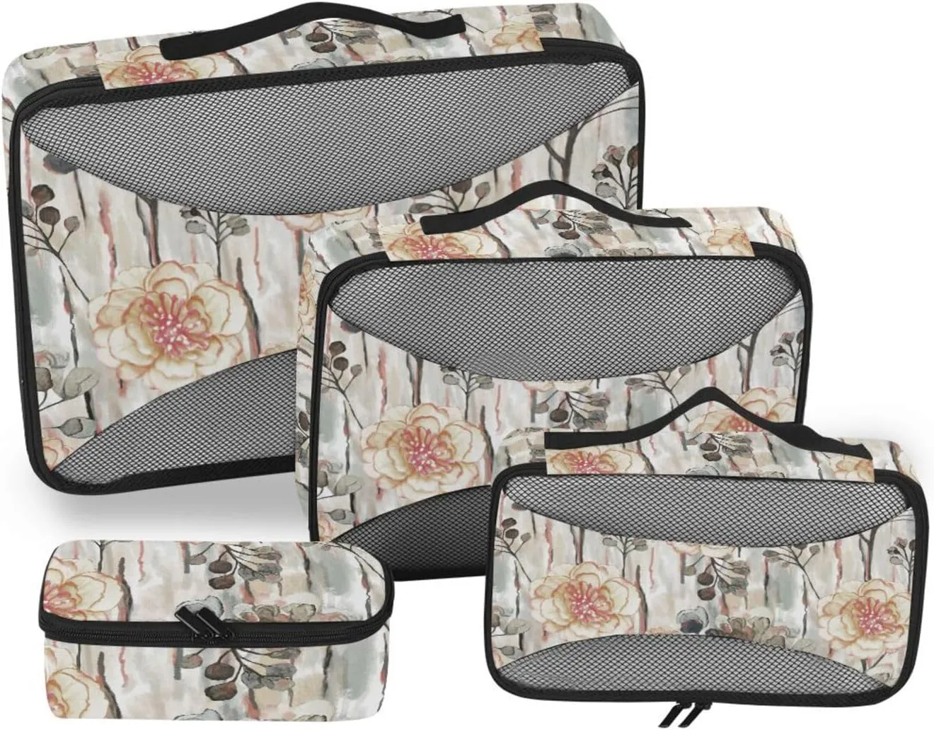 Travel Cubes 4 Set Luggage Cubes Luggage Packing Cubes for Travel Packing Cubs Watercolur Floral