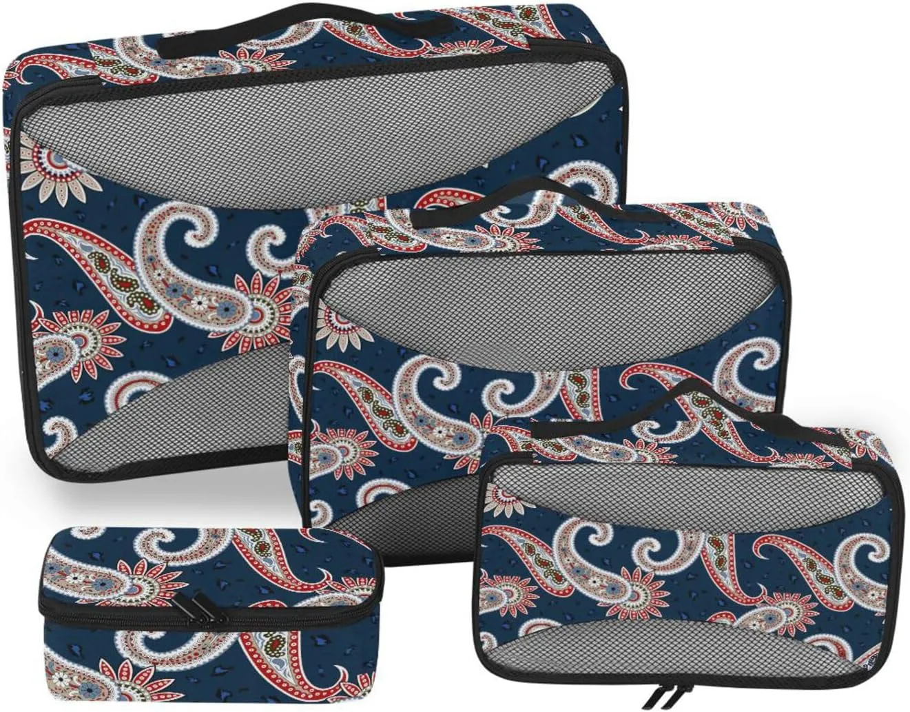 Travel Cubes 4 Set Suitcase Organizer Bags Packing Cubes for Luggage Packing Cubs Navy Paisley