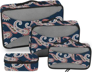 Travel Cubes 4 Set Suitcase Organizer Bags Packing Cubes for Luggage Packing Cubs Navy Paisley