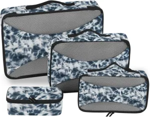 Travel Cubes for Packing 4 Set Luggage Cubes Travel Compartment Organizer Bags Packing Cube Tie Dyed