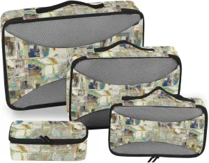 Travel Cubes for Packing 4 Set Luggage Organizer Bags Luggage Packing Cubes for Travel Paxking Cubes Grunge Texture