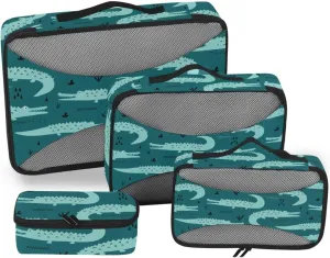 Travel Cubes Set of 4 Suitcase Organizer Bags Packing Cubes Travel Packing Cuves Cute Crocodile