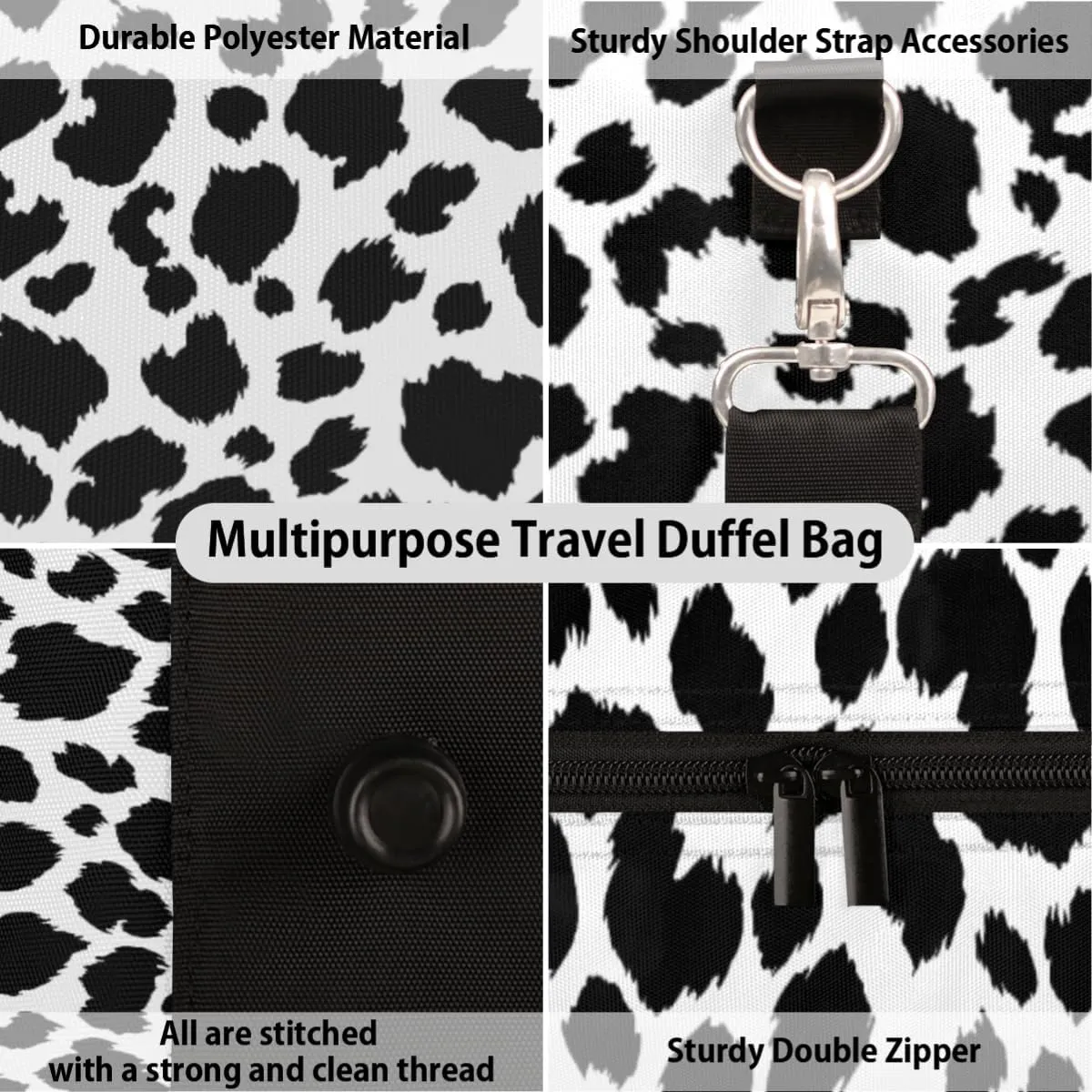 Travel Duffle Bag Women, Leopard Print Gym Bag Sports Bag, Lightweight Waterproof Foldable Overnight Bag, Carry on Shoulder Tote Bags for Hospital Maternity Mommy Gym
