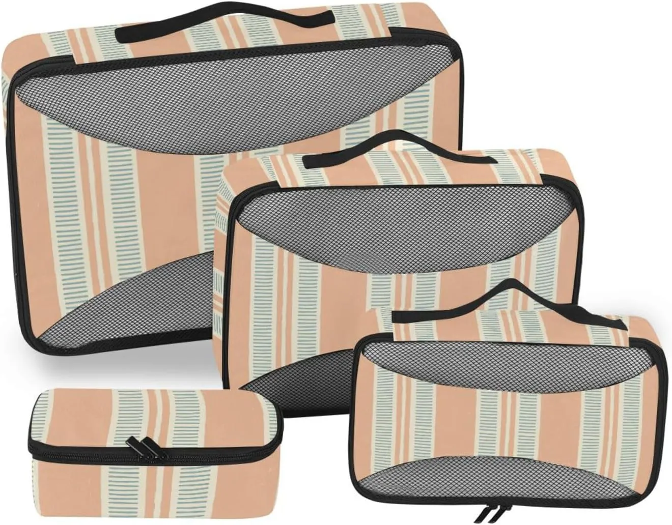 Travel Packing Cubes 4 Set Luggage Organizer Packing Cubes for Travel Women Packing Cunes Beige Stripe