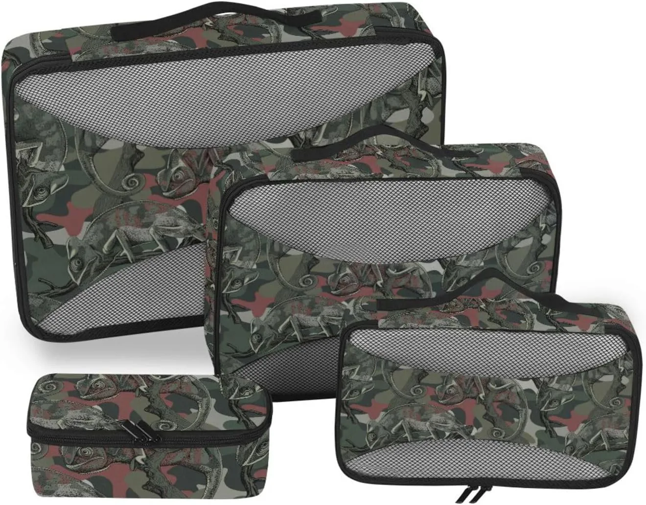 Travel Packing Cubes Set of 4 Luggage Cubes for Packing Luggage Packing Organizers Packing Cubed Camo Chameleon