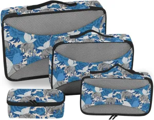 Travel Packing Cubes Set of 4 Luggage Organizers for Suitcase Travel Compartment Organizer Bags Packing Cubs Flying Elephants Butterfly Wings