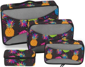 Travel Packing Cubes Set of 4 Luggage Organizers for Suitcase Travel Organizers Packing Cunes Colored Pineapple