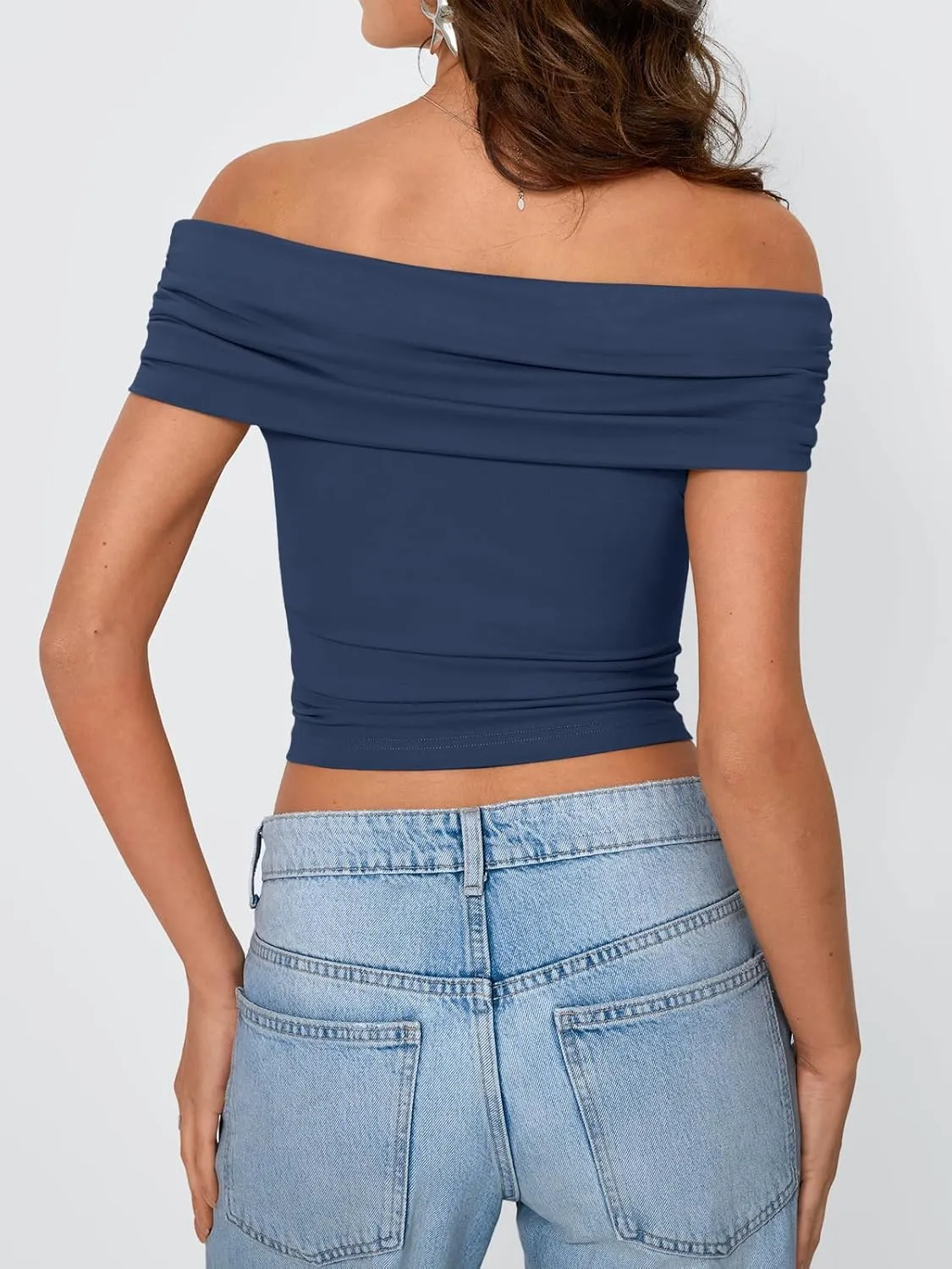 Trendy Queen Womens Off The Shoulder Tops Going Out Crop Summer Cute Y2k Shirts Tube Corset Basic Fashion Outfits 2025