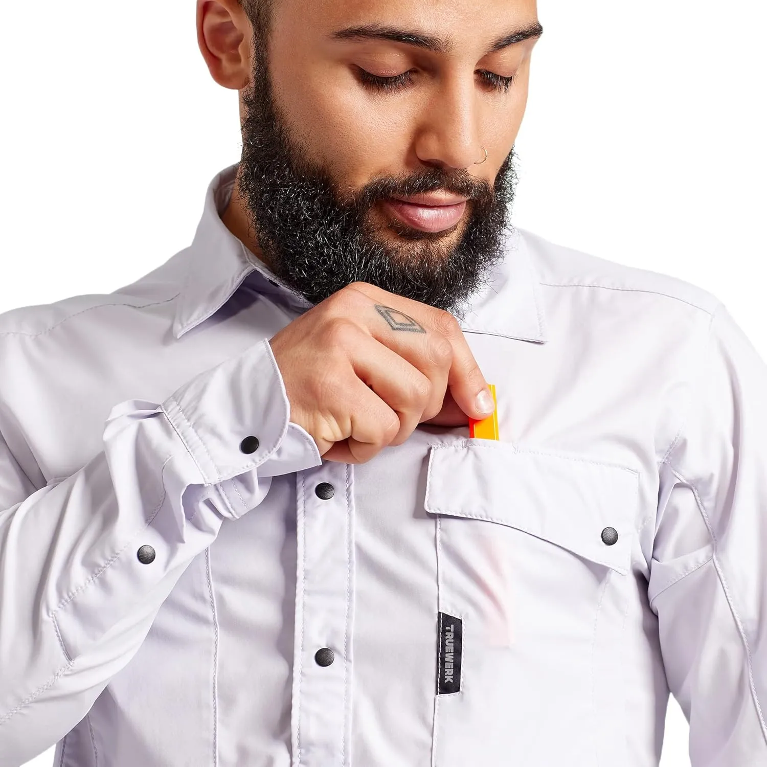 TRUEWERK Men's Cloud Work Shirt - Button Down, Lightweight, Fast-Drying, Breathable, and SPF Shirts