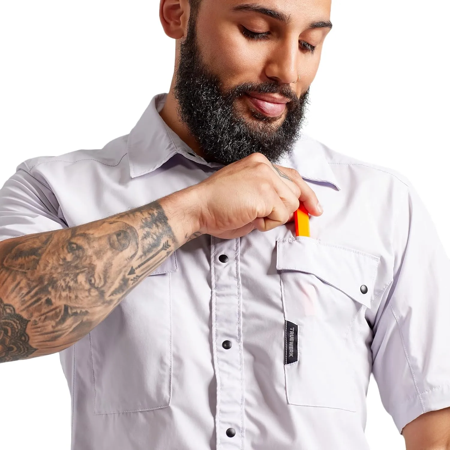 TRUEWERK Men's Cloud Work Shirt - Button Down, Lightweight, Fast-Drying, Breathable, and SPF Shirts